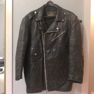 Leather Biker Jacket Mid Length. Made in India
